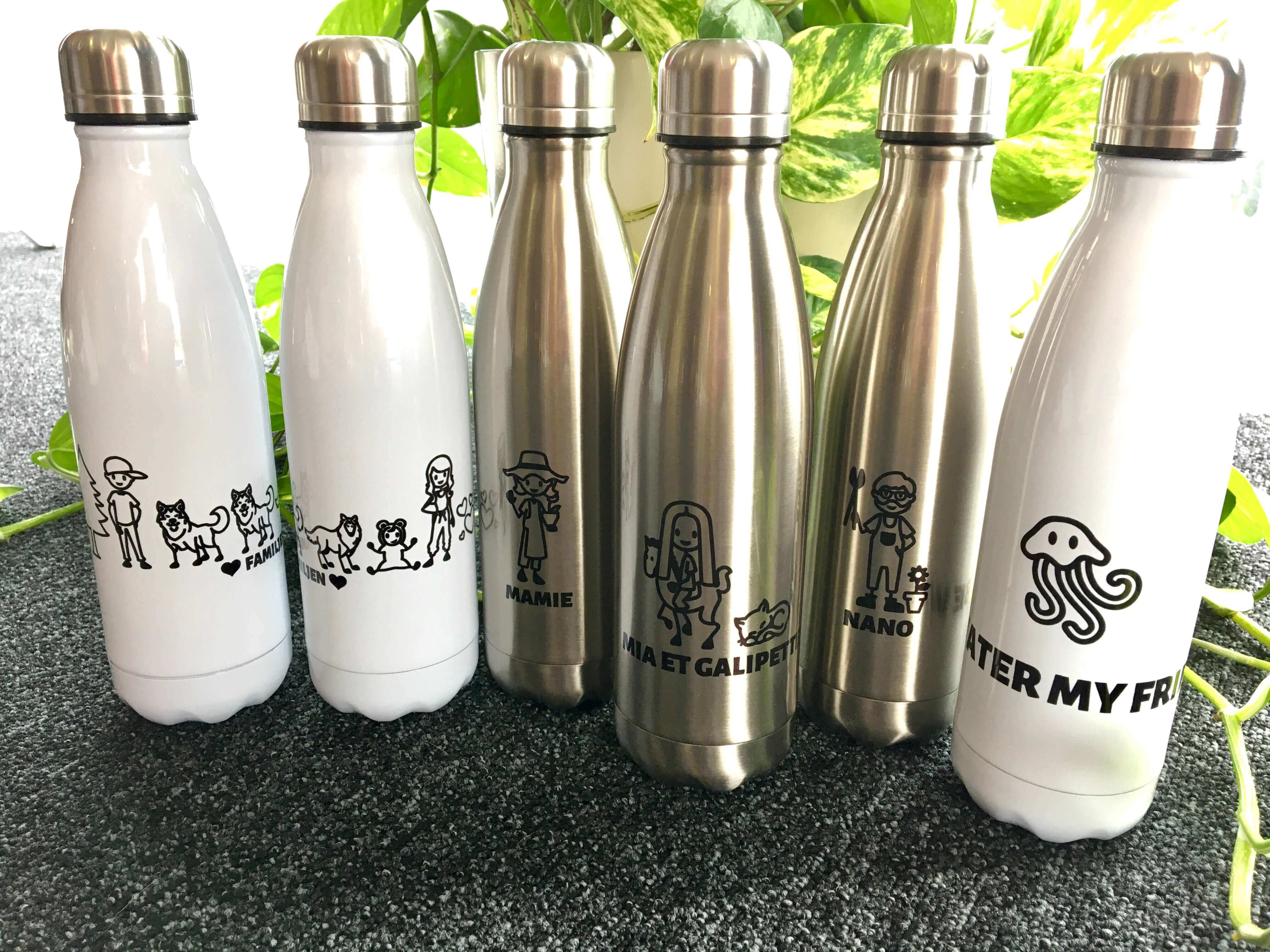 Personalised stainless steel bottles by originalpeople with different designs 