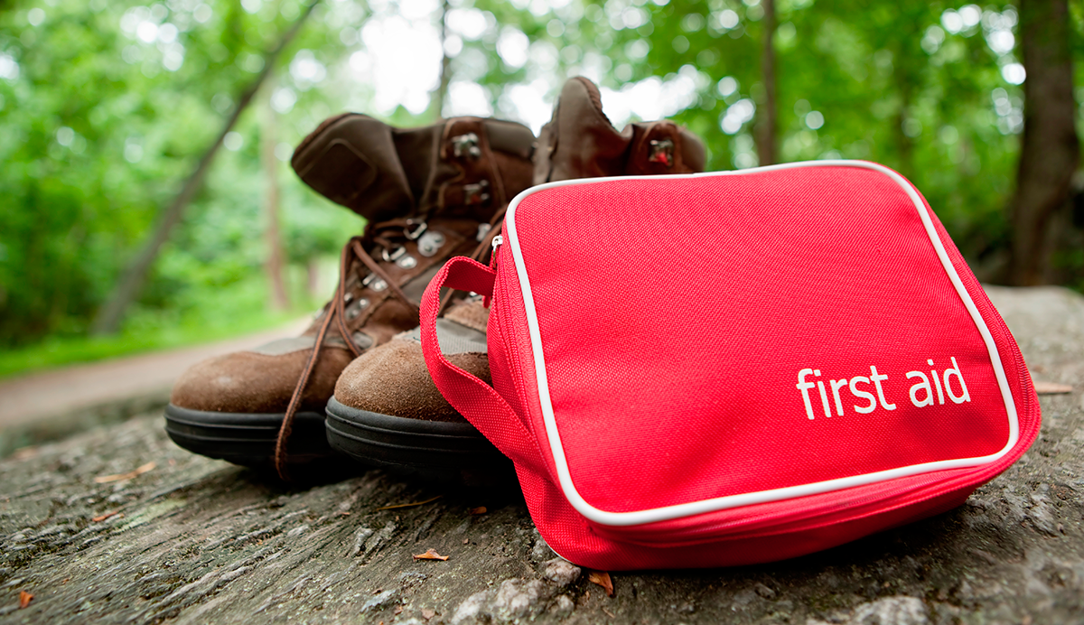 First-aid kit to carry in your backpack, hiking