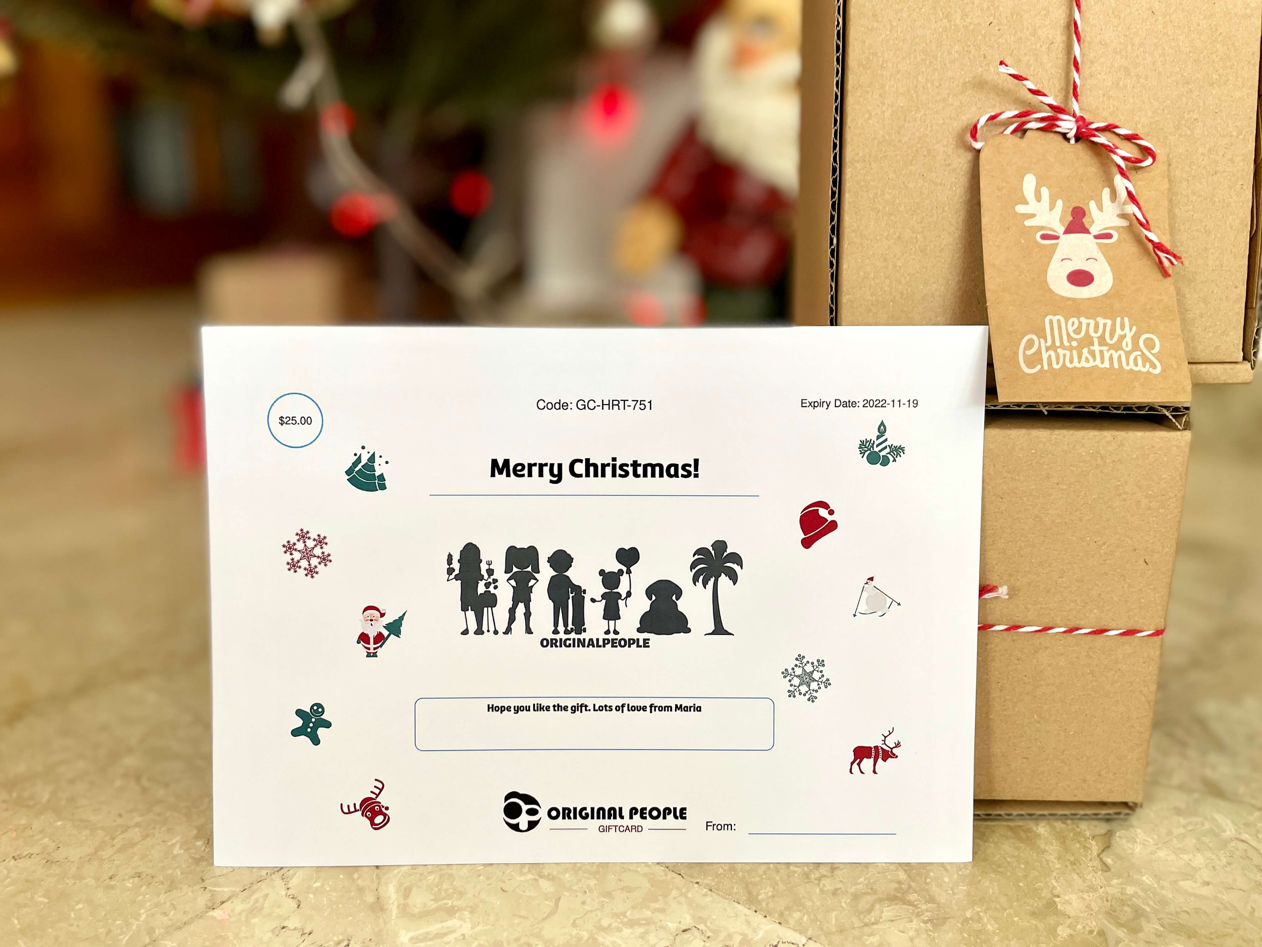 Originalpeople gift card as personalised christmas gift ideas a Christmas