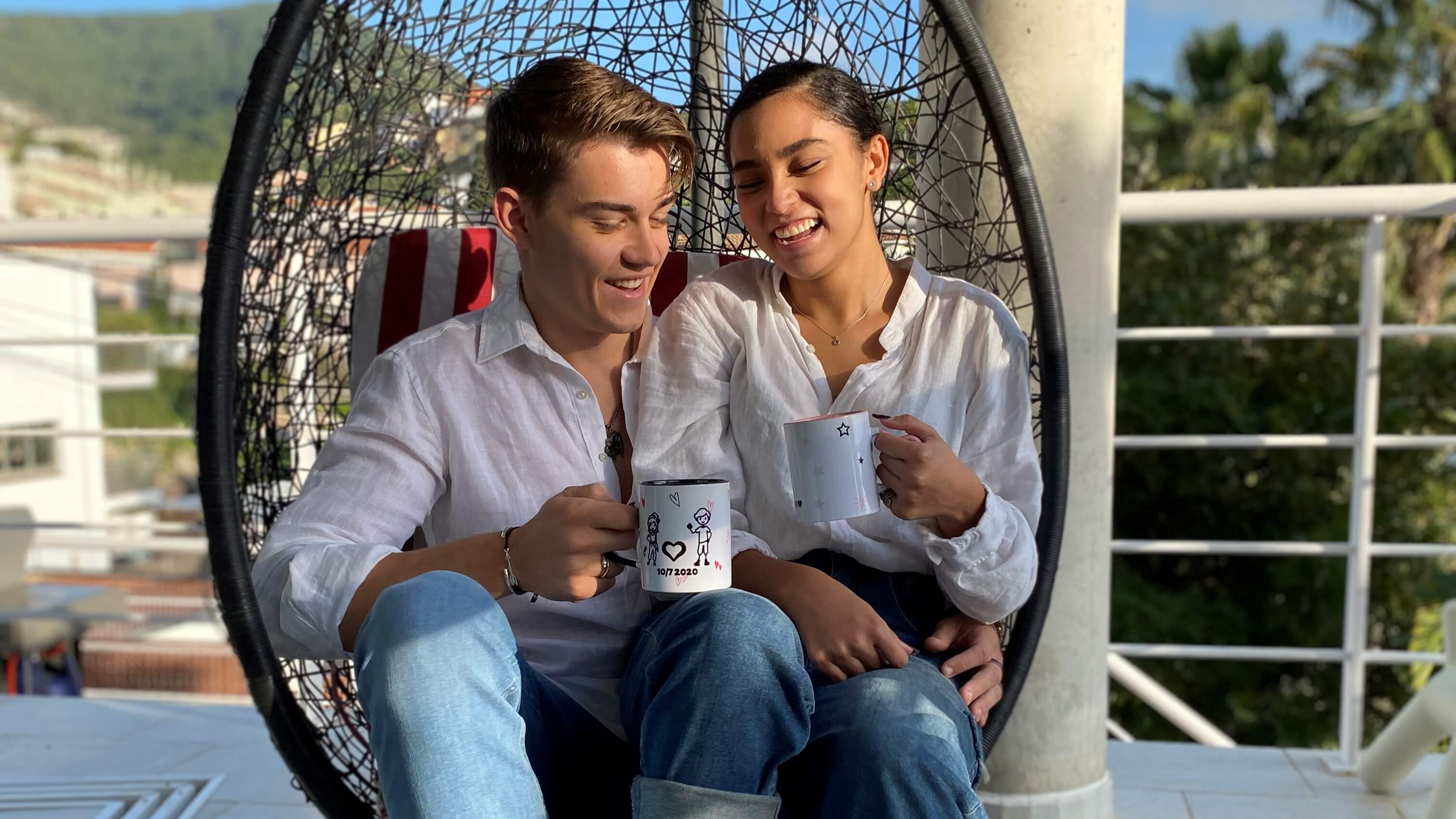 couple with personalised mugs as a valentines gif ideas