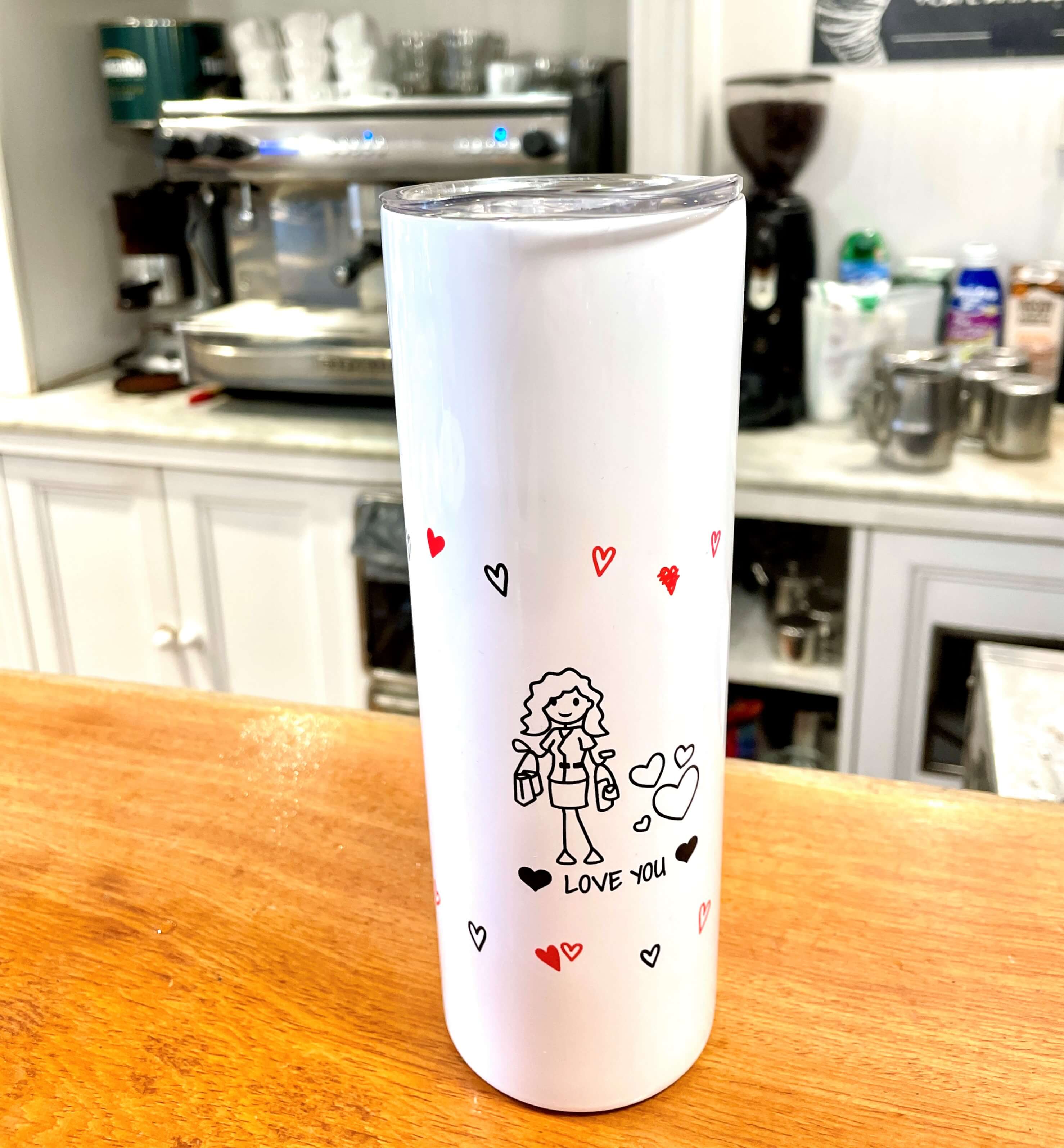 Originalpeople travel thermos with a figure of a woman as a valentine's day gift idea 