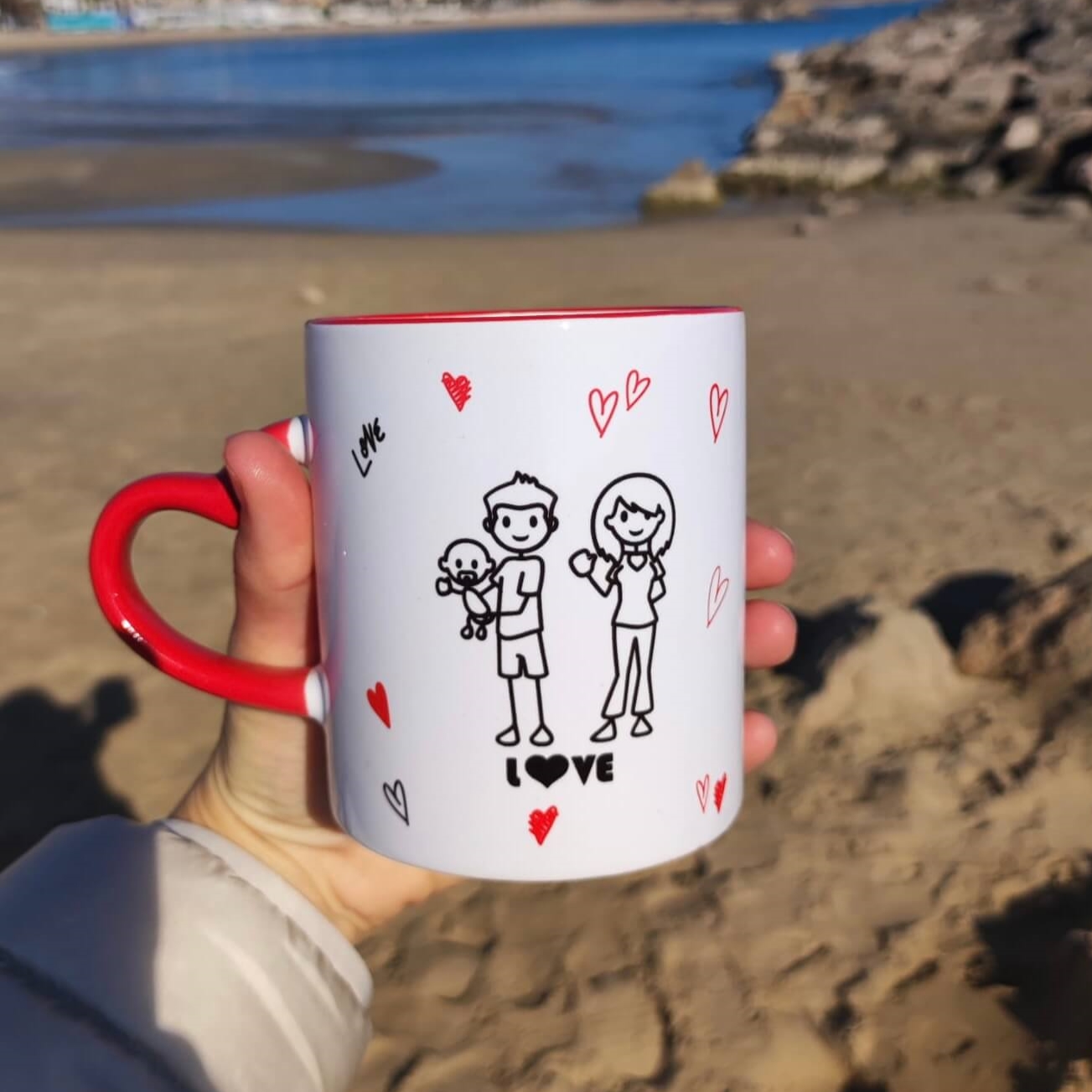 Tasse personnalisée avec poignée en forme de cœur, parfaite pour la Saint-Valentin