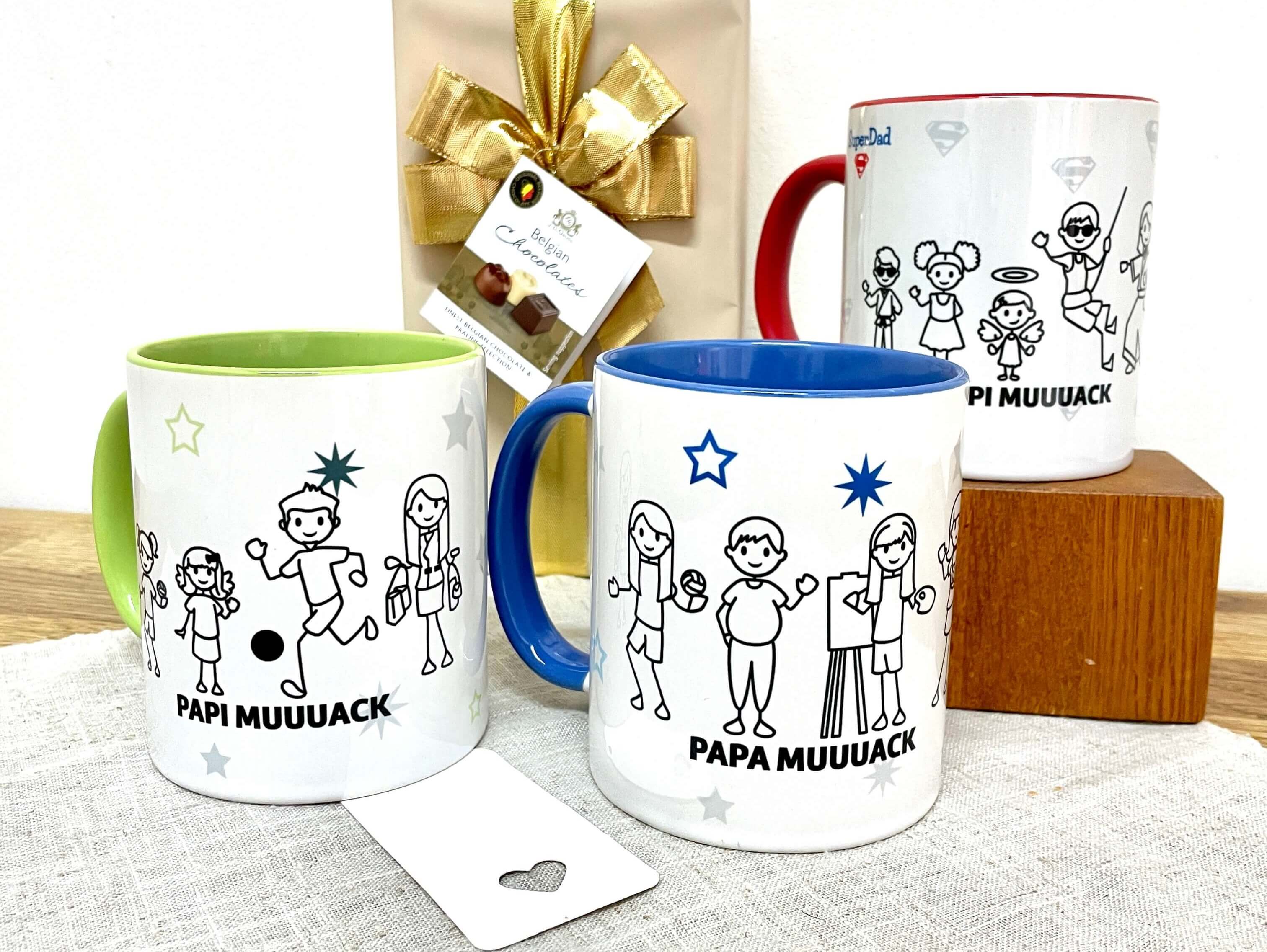 Tasses personnalisées comme idées de cadeaux pour la fête des pères.