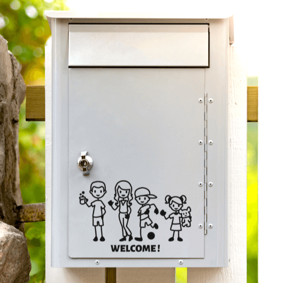 Mailbox with family sticker decal